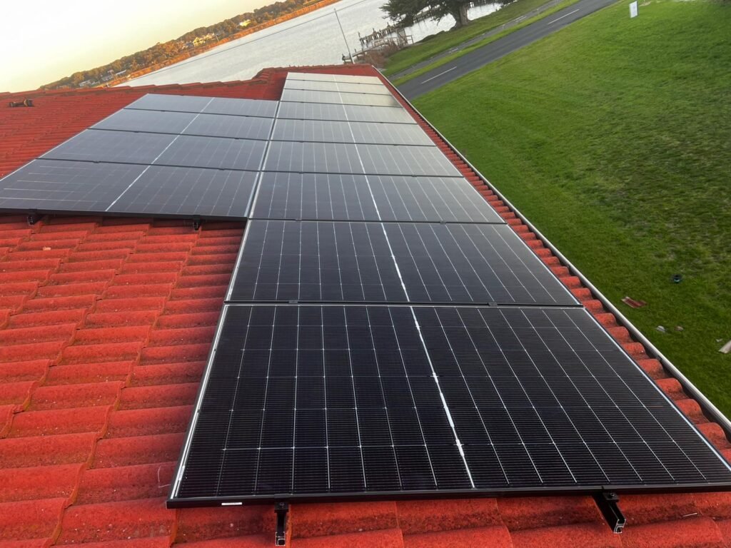 Solar panels installed on a terracotta tile roof in South Australia