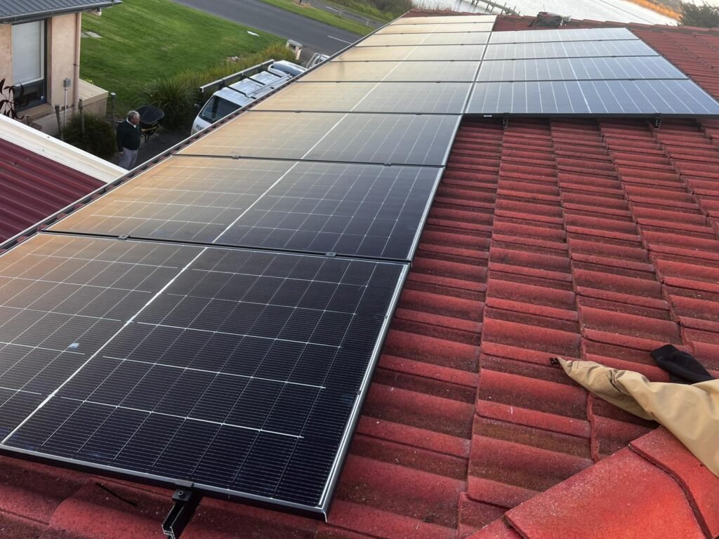 Rail and clamp detail on tile by Peace Electrical and Solar, solar installation in South Australia