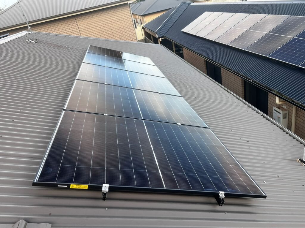 Array on a colorbond roof by Peace Electrical and Solar, solar installation in South Australia
